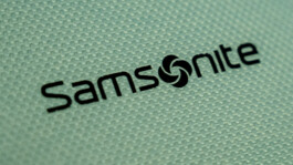 Samsonite logo on a grey surface – brand book and history book client of Melville Brand Design
