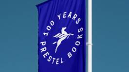 Prestel 100 years flag in blue – publishing partner of Melville Brand Design